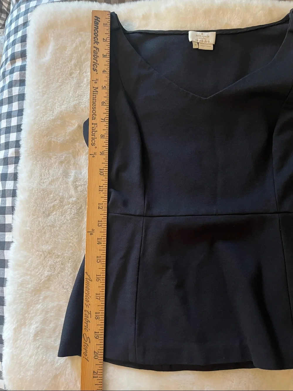 Kate Spade Ponte Sleeveless Peplum Top Bow on Shoulders Black Size 2